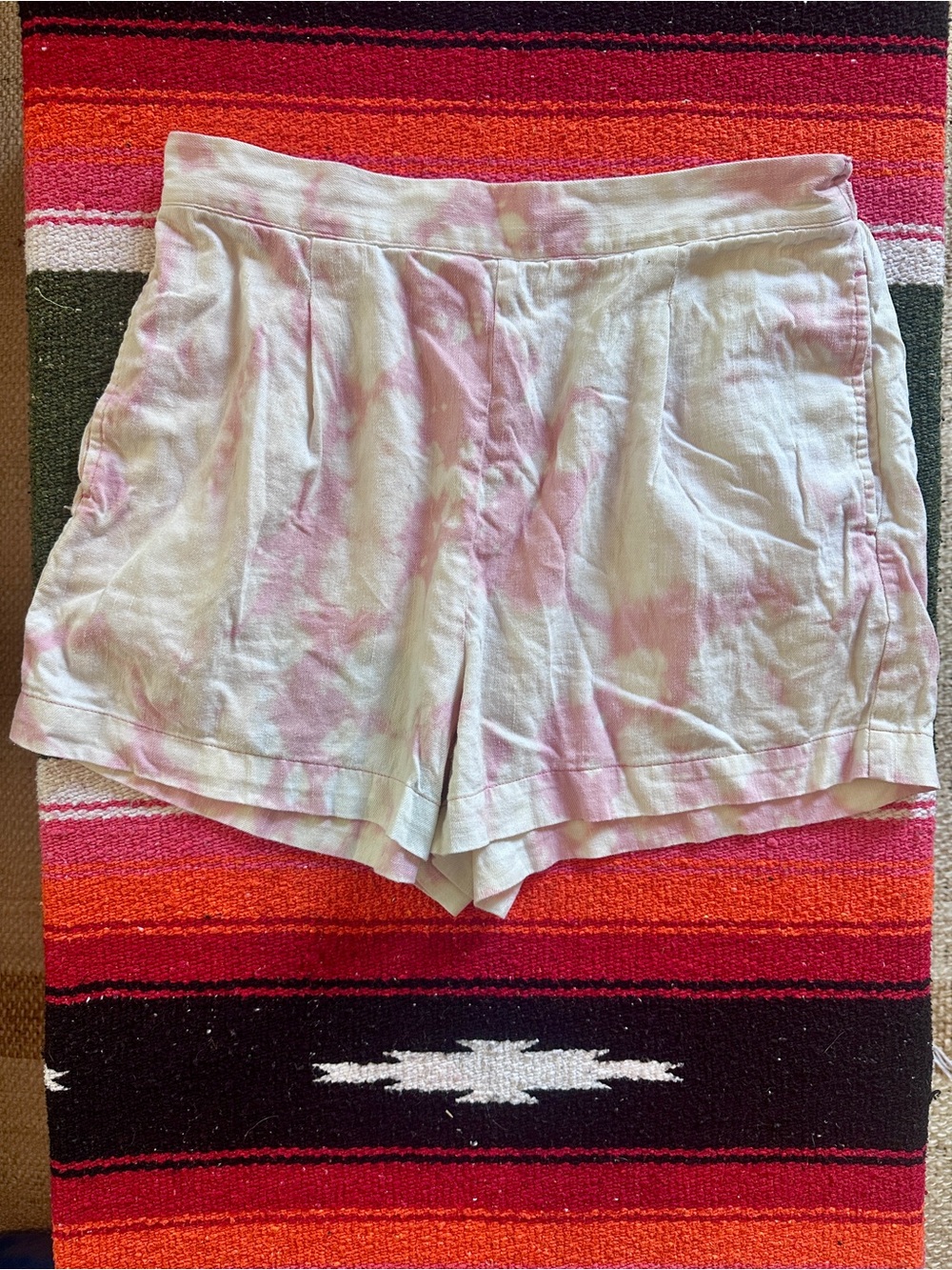 Madewell Light Pink Tie-Dye Linen Blend Women's Shorts